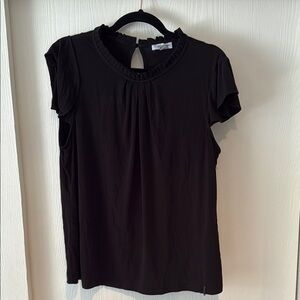 Calvin Klein Black Ruffled Cap Sleeve Blouse